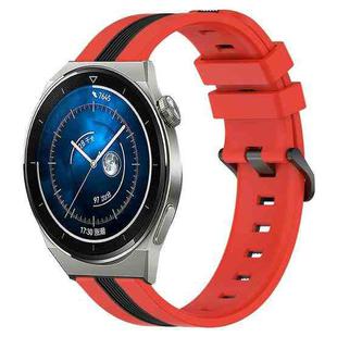 For Huawei Watch GT3 Pro 46mm 22mm Vertical Two-Color Silicone Watch Band(Red+Black)