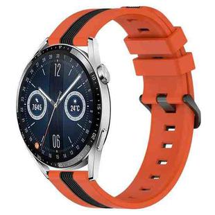 For Huawei Watch GT3 46mm 22mm Vertical Two-Color Silicone Watch Band(Orange+Black)