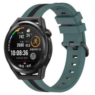 For Huawei Watch GT Runner 22mm Vertical Two-Color Silicone Watch Band(Green+Black)