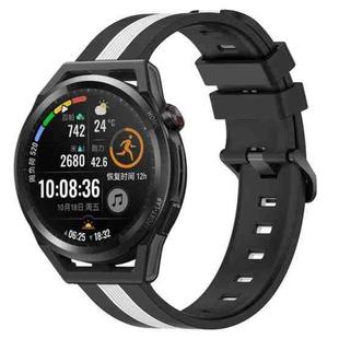 For Huawei Watch GT Runner 22mm Vertical Two-Color Silicone Watch Band(Black+White)