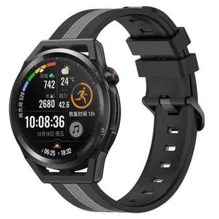 For Huawei Watch GT Runner 22mm Vertical Two-Color Silicone Watch Band(Black+Grey)