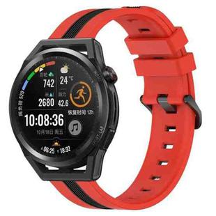 For Huawei Watch GT Runner 22mm Vertical Two-Color Silicone Watch Band(Red+Black)