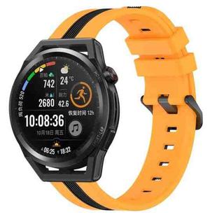 For Huawei Watch GT Runner 22mm Vertical Two-Color Silicone Watch Band(Yellow+Black)