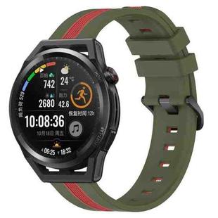 For Huawei Watch GT Runner 22mm Vertical Two-Color Silicone Watch Band(Army Green+Red)