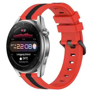 For Huawei Watch 3 Pro New 22mm Vertical Two-Color Silicone Watch Band(Red+Black)