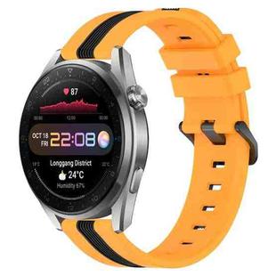 For Huawei Watch 3 Pro New 22mm Vertical Two-Color Silicone Watch Band(Yellow+Black)