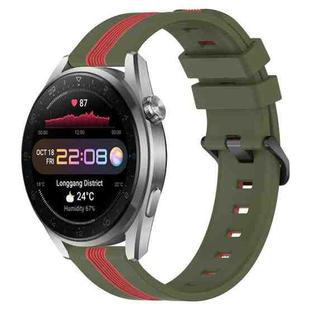 For Huawei Watch 3 Pro New 22mm Vertical Two-Color Silicone Watch Band(Army Green+Red)