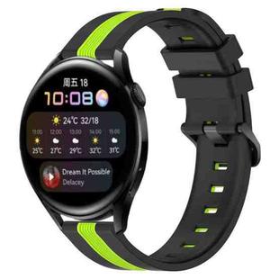 For Huawei Watch 3 22mm Vertical Two-Color Silicone Watch Band(Black+Lime Green)