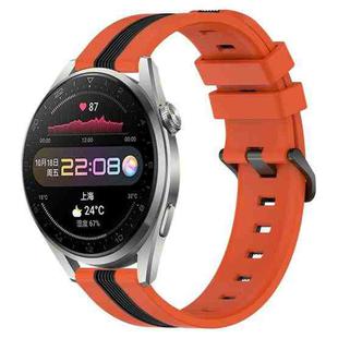 For Huawei Watch 3 Pro 22mm Vertical Two-Color Silicone Watch Band(Orange+Black)