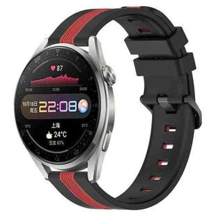 For Huawei Watch 3 Pro 22mm Vertical Two-Color Silicone Watch Band(Black+Red)
