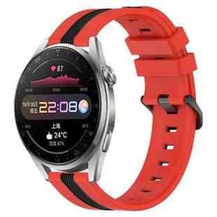 For Huawei Watch 3 Pro 22mm Vertical Two-Color Silicone Watch Band(Red+Black)