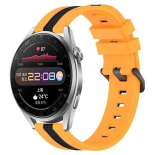 For Huawei Watch 3 Pro 22mm Vertical Two-Color Silicone Watch Band(Yellow+Black)