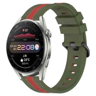 For Huawei Watch 3 Pro 22mm Vertical Two-Color Silicone Watch Band(Army Green+Red)