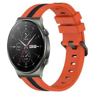 For Huawei GT2 Pro 22mm Vertical Two-Color Silicone Watch Band(Orange+Black)