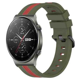 For Huawei GT2 Pro 22mm Vertical Two-Color Silicone Watch Band(Army Green+Red)