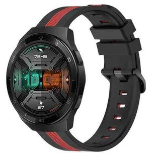 For Huawei Watch GT 2E 22mm Vertical Two-Color Silicone Watch Band(Black+Red)