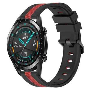 For Huawei GT2 46mm 22mm Vertical Two-Color Silicone Watch Band(Black+Red)