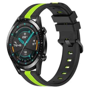 For Huawei GT2 46mm 22mm Vertical Two-Color Silicone Watch Band(Black+Lime Green)