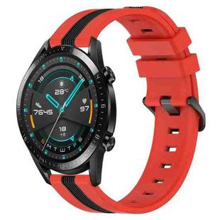 For Huawei GT2 46mm 22mm Vertical Two-Color Silicone Watch Band(Red+Black)