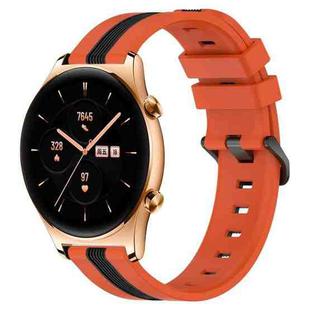 For Honor Watch GS 3 22mm Vertical Two-Color Silicone Watch Band(Orange+Black)