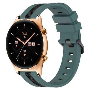 For Honor Watch GS 3 22mm Vertical Two-Color Silicone Watch Band(Green+Black)