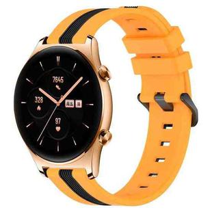 For Honor Watch GS 3 22mm Vertical Two-Color Silicone Watch Band(Yellow+Black)