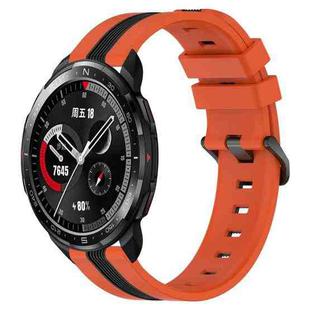 For Honor Watch GS Pro 22mm Vertical Two-Color Silicone Watch Band(Orange+Black)