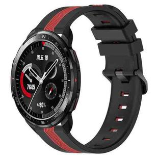 For Honor Watch GS Pro 22mm Vertical Two-Color Silicone Watch Band(Black+Red)