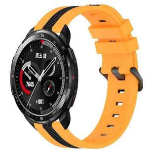 For Honor Watch GS Pro 22mm Vertical Two-Color Silicone Watch Band(Yellow+Black)