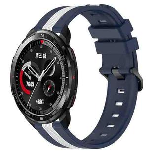 For Honor Watch GS Pro 22mm Vertical Two-Color Silicone Watch Band(Blue+White)