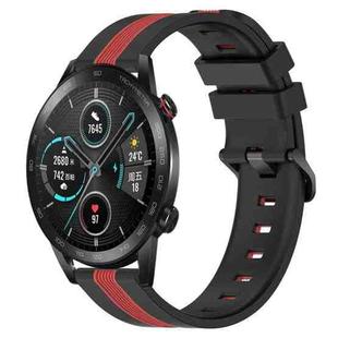 For Honor Magic Watch 2 46mm 22mm Vertical Two-Color Silicone Watch Band(Black+Red)