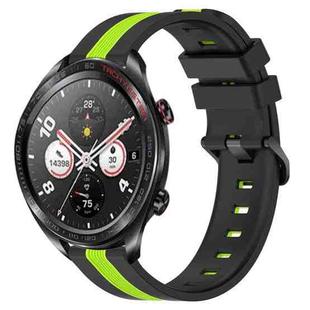 For Honor Watch Dream 22mm Vertical Two-Color Silicone Watch Band(Black+Lime Green)