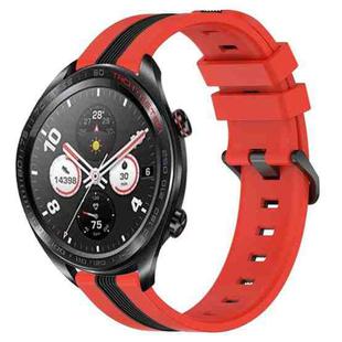For Honor Watch Dream 22mm Vertical Two-Color Silicone Watch Band(Red+Black)