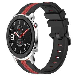 For Amazfit GTR 4 22mm Vertical Two-Color Silicone Watch Band(Black+Red)
