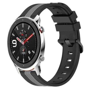 For Amazfit GTR 4 22mm Vertical Two-Color Silicone Watch Band(Black+Grey)