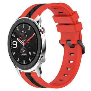 For Amazfit GTR 4 22mm Vertical Two-Color Silicone Watch Band(Red+Black)