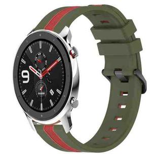 For Amazfit GTR 4 22mm Vertical Two-Color Silicone Watch Band(Army Green+Red)