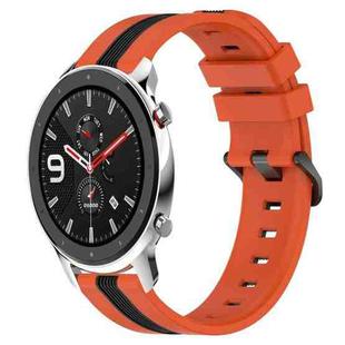 For Amazfit GTR 4 Pro 22mm Vertical Two-Color Silicone Watch Band(Orange+Black)