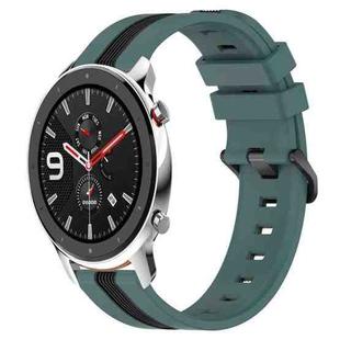 For Amazfit GTR 4 Pro 22mm Vertical Two-Color Silicone Watch Band(Green+Black)