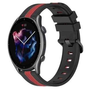 For Amazfit GTR 3 22mm Vertical Two-Color Silicone Watch Band(Black+Red)