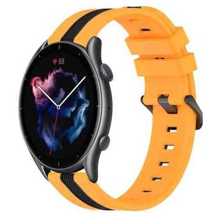 For Amazfit GTR 3 22mm Vertical Two-Color Silicone Watch Band(Yellow+Black)