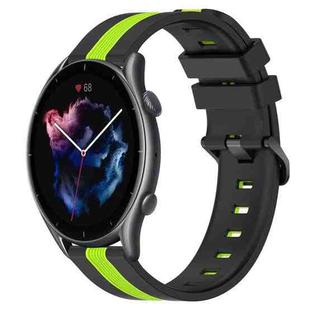 For Amazfit GTR 3 Pro 22mm Vertical Two-Color Silicone Watch Band(Black+Lime Green)