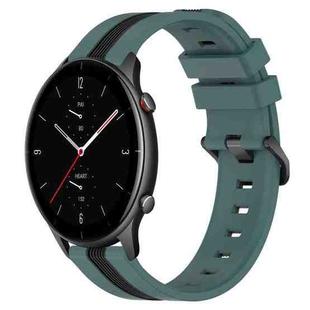 For Amazfit GTR 2e 22mm Vertical Two-Color Silicone Watch Band(Green+Black)