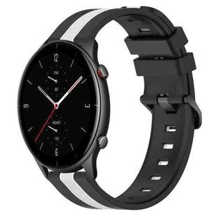 For Amazfit GTR 2e 22mm Vertical Two-Color Silicone Watch Band(Black+White)