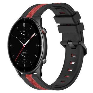 For Amazfit GTR 2e 22mm Vertical Two-Color Silicone Watch Band(Black+Red)