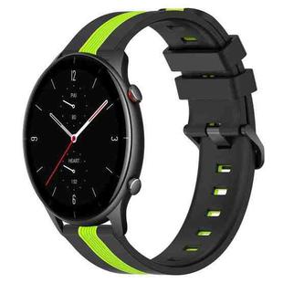 For Amazfit GTR 2e 22mm Vertical Two-Color Silicone Watch Band(Black+Lime Green)