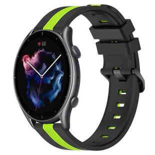 For Amazfit 3 22mm Vertical Two-Color Silicone Watch Band(Black+Lime Green)