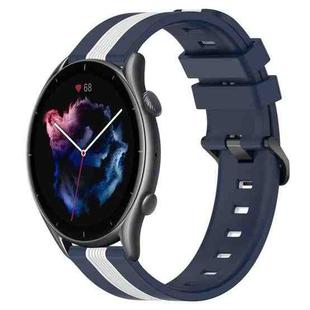 For Amazfit 3 22mm Vertical Two-Color Silicone Watch Band(Blue+White)