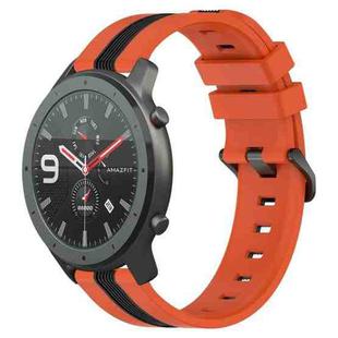 For Amazfit GTR 47mm 22mm Vertical Two-Color Silicone Watch Band(Orange+Black)