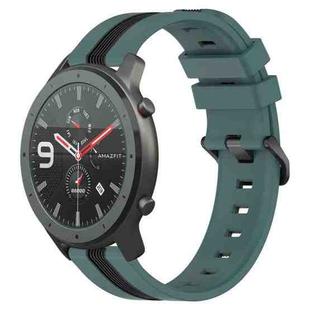 For Amazfit GTR 47mm 22mm Vertical Two-Color Silicone Watch Band(Green+Black)